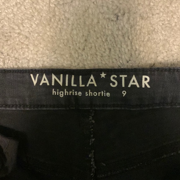 Vanilla Star Brand Distressed Highwaisted Black Jean Shorts - Picture 3 of 8
